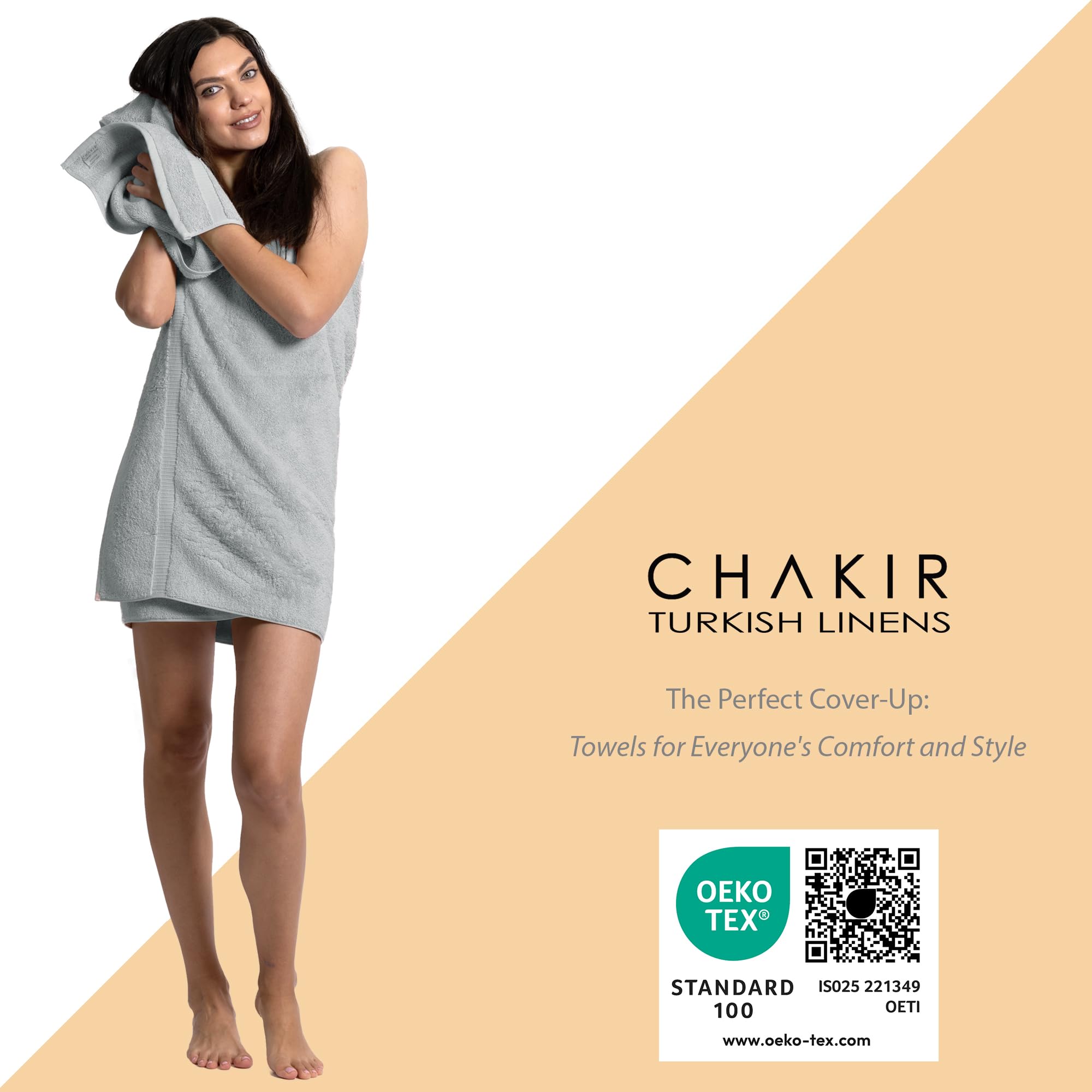 Chakir Turkish Linens silver gray four-piece set neatly folded display