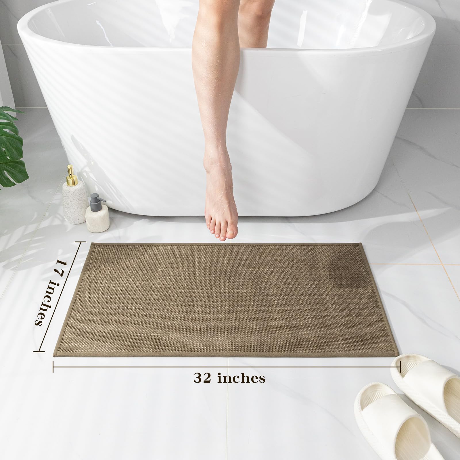 Chakme absorbent fabric bathroom rug quick dry surface after shower