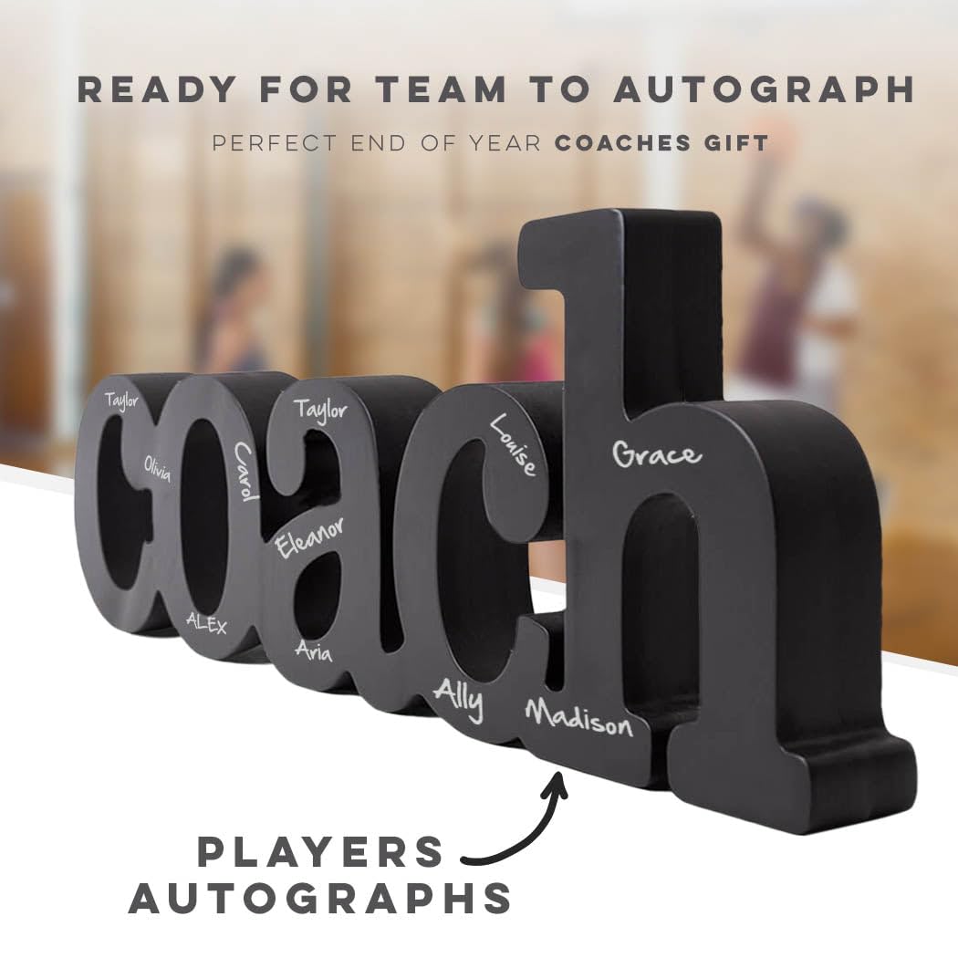 ChalkTalkSPORTS Coach Word Sign side view with smooth black finish