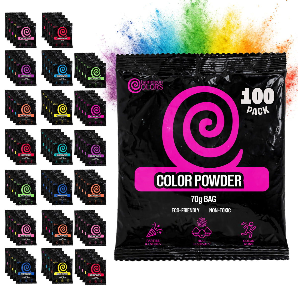 Chameleon Colors 70g yellow powder bag for outdoor color celebrations.