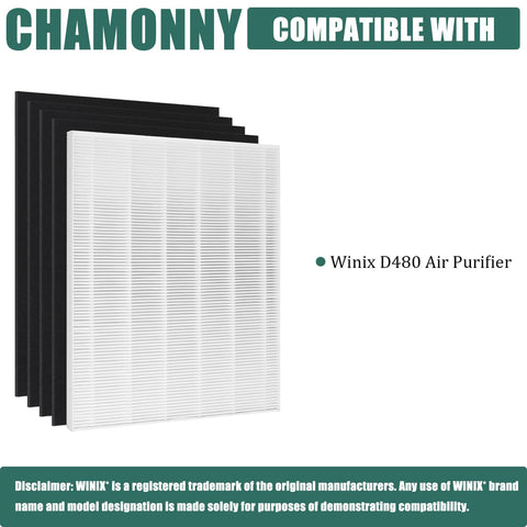 CHAMONNY D480 activated carbon pre-filter traps odors and larger particles.