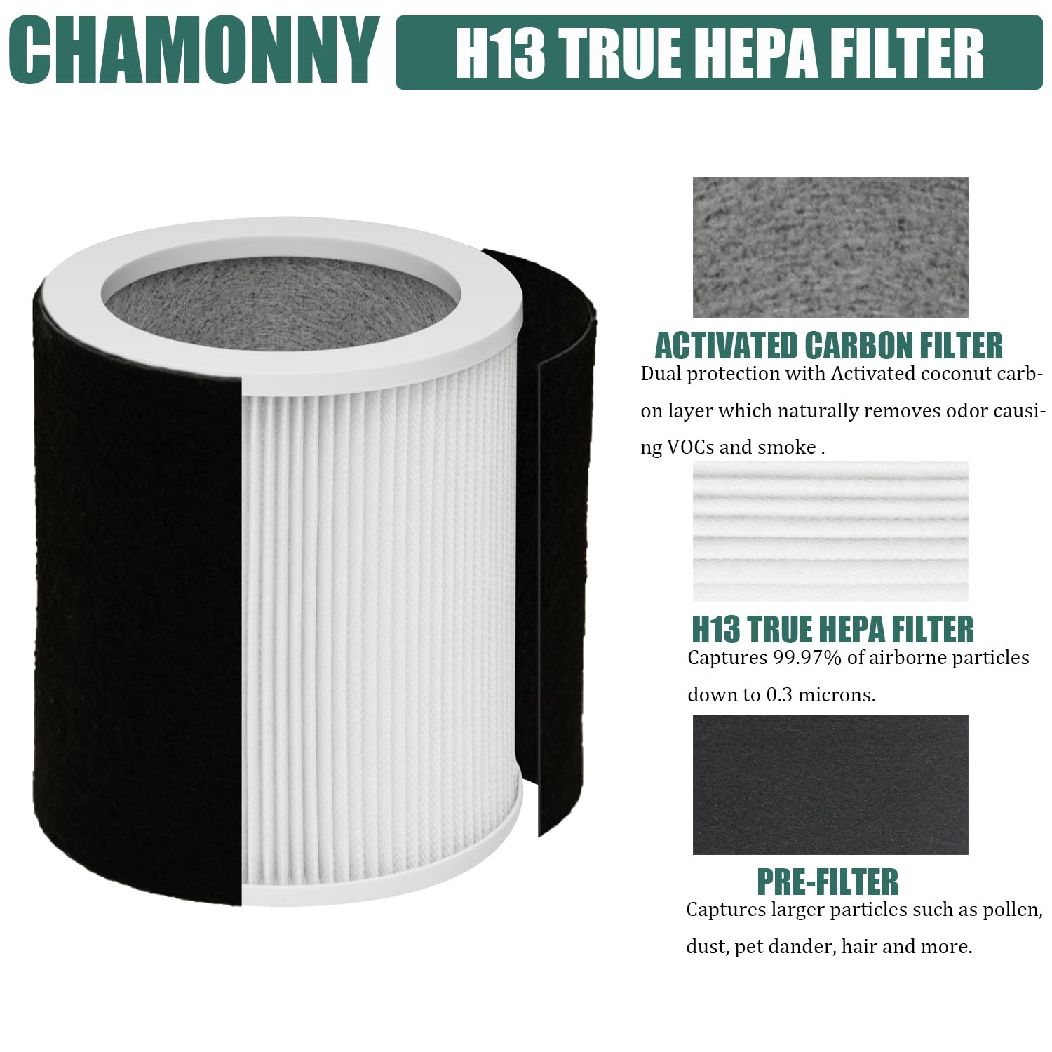 CHAMONNY H-HF400-VP compatible with Hunter H-HF400-VP and HP400 purifiers