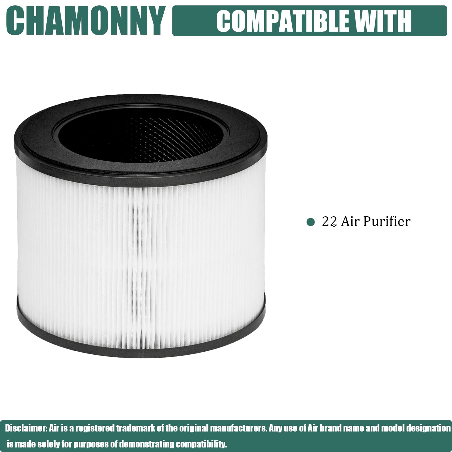 CHAMONNY MA-22 filter pack back view with compatibility label.