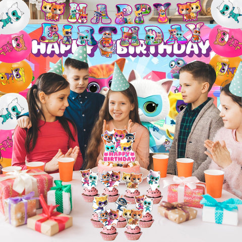 CHAMPBULL Super Kitties balloons—colorful accents for celebration vibes.