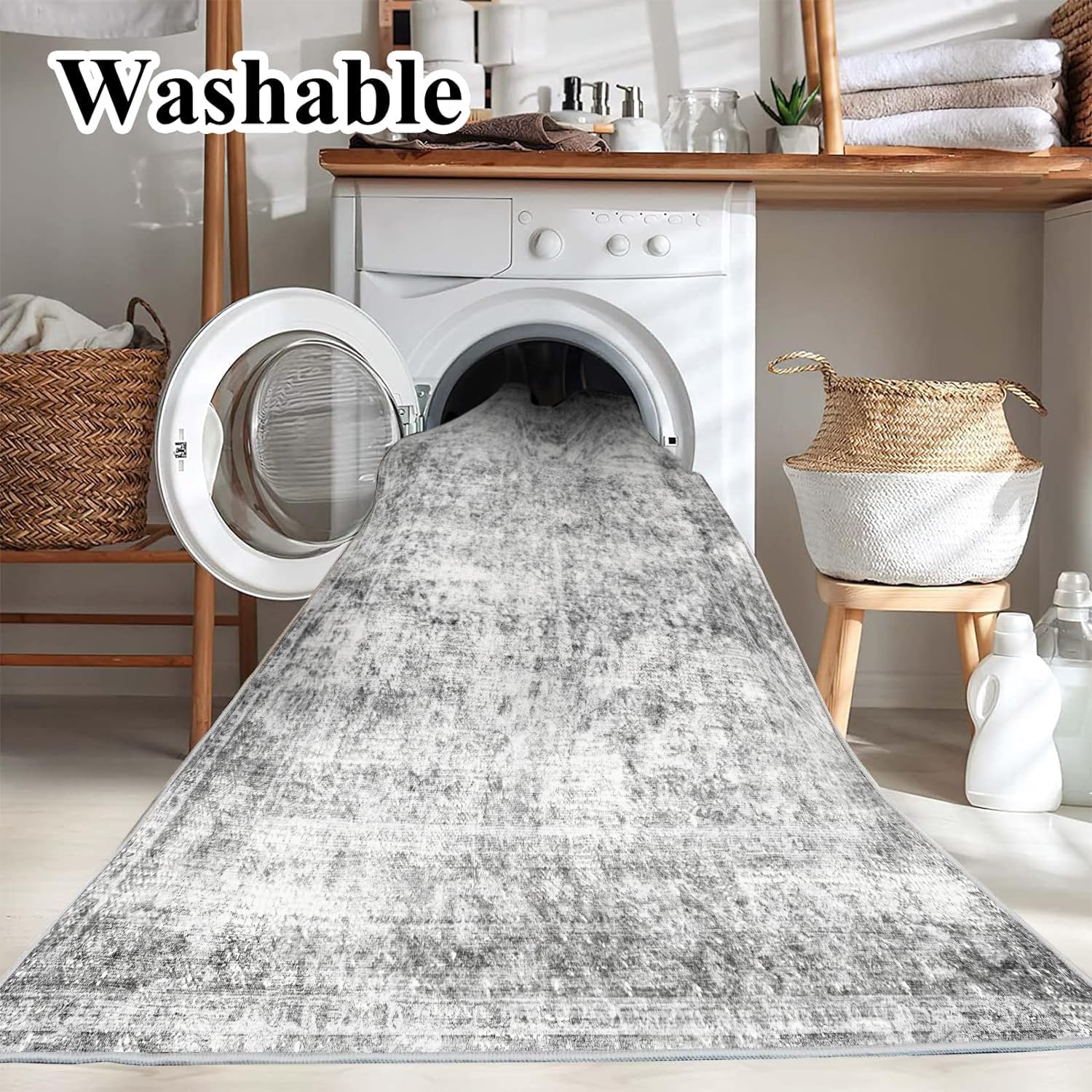 CHAMPLANT rug with non-slip backing stays in place during busy days.