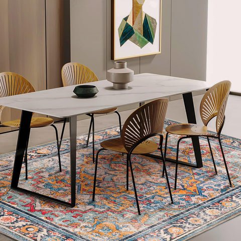 Champlant Boho Chic Medallion distressed design enhances living room aesthetics.