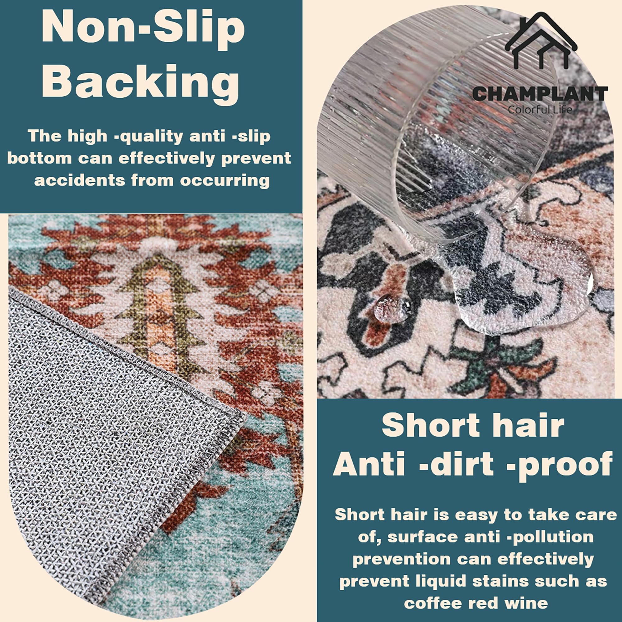 Champlant ultra-thin rug ideal under furniture or in entryways for flexibility.