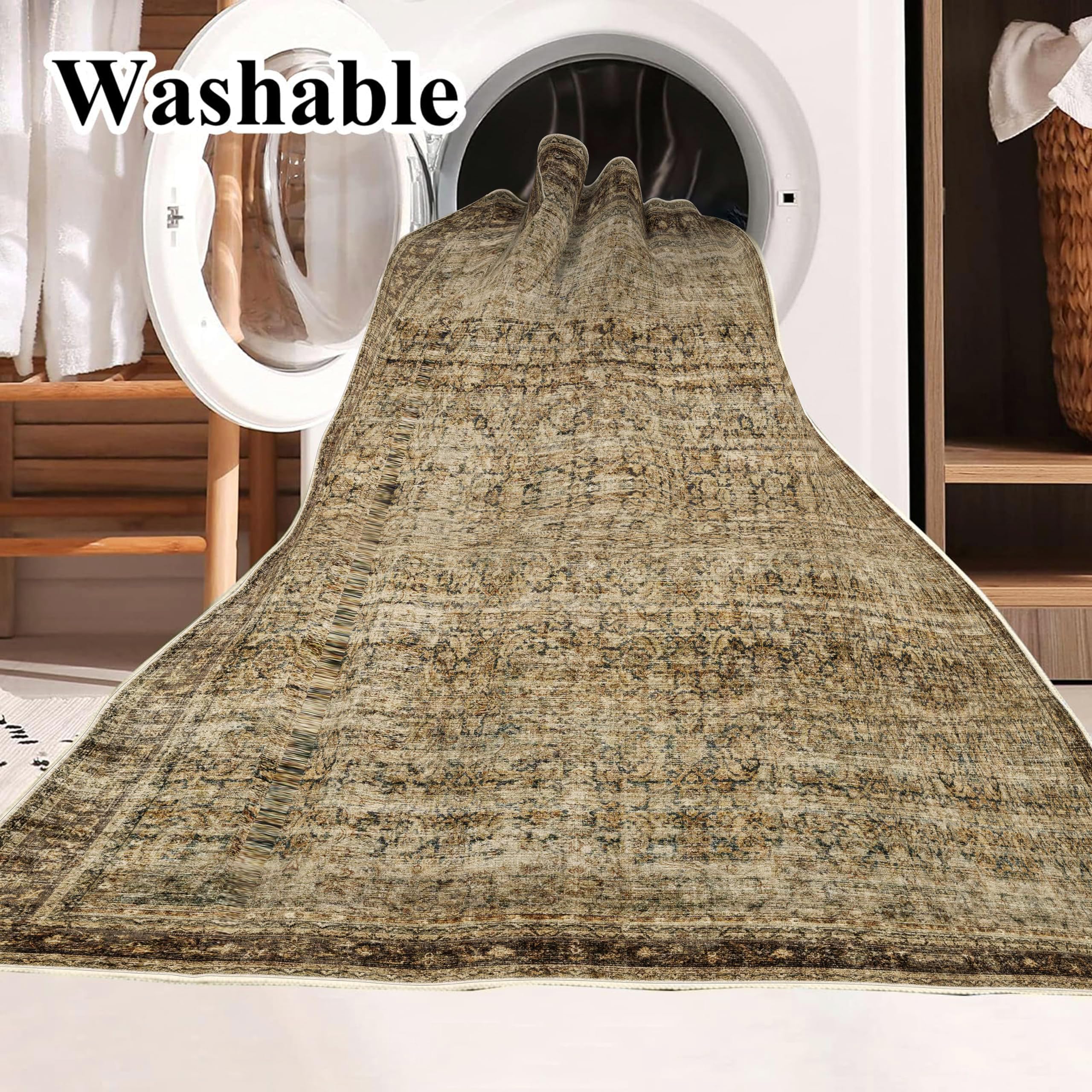 CHAMPLANT machine-washable rug for easy cleaning after busy days.
