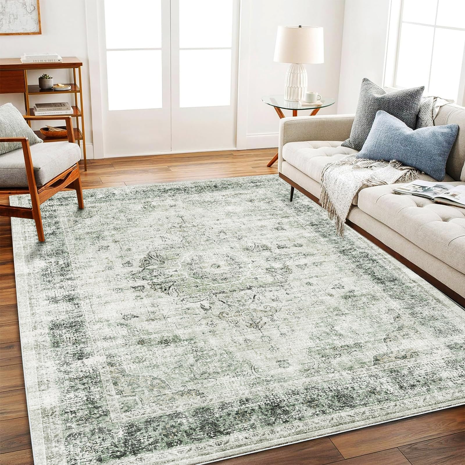 CHAMPLANT washable floral rug offers easy cleaning for busy homes.