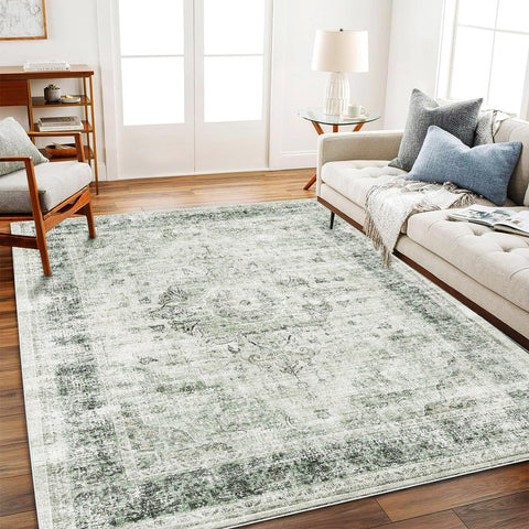 CHAMPLANT washable floral rug offers easy cleaning for busy homes.