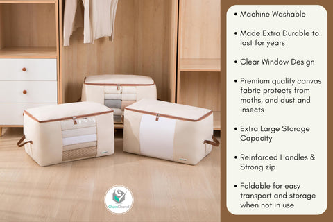 Chaos Cleared pillow and garment organization for tidy closets.