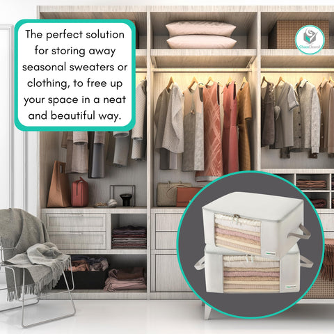 Chaos Cleared neutral-gray bags blend with any interior while keeping items organized.