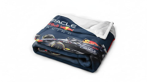 Character World F1 Oracle Red Bull Racing blanket in hero shot showing warmth and branding