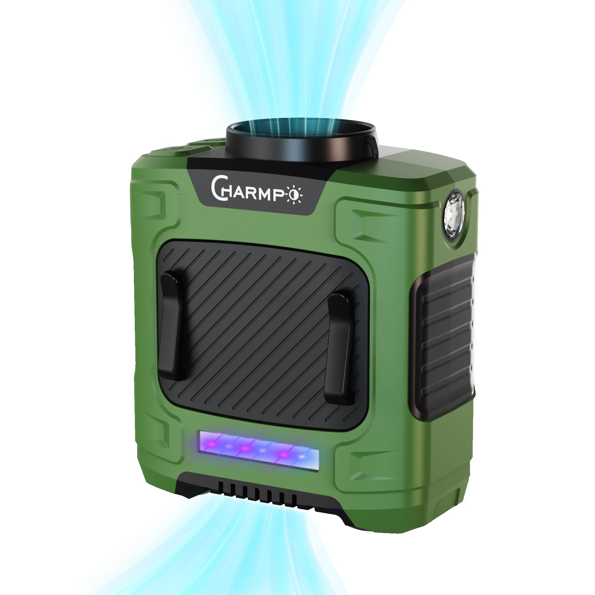 CHARMP waist fan with 10000mAh battery for all day cooling on the go.