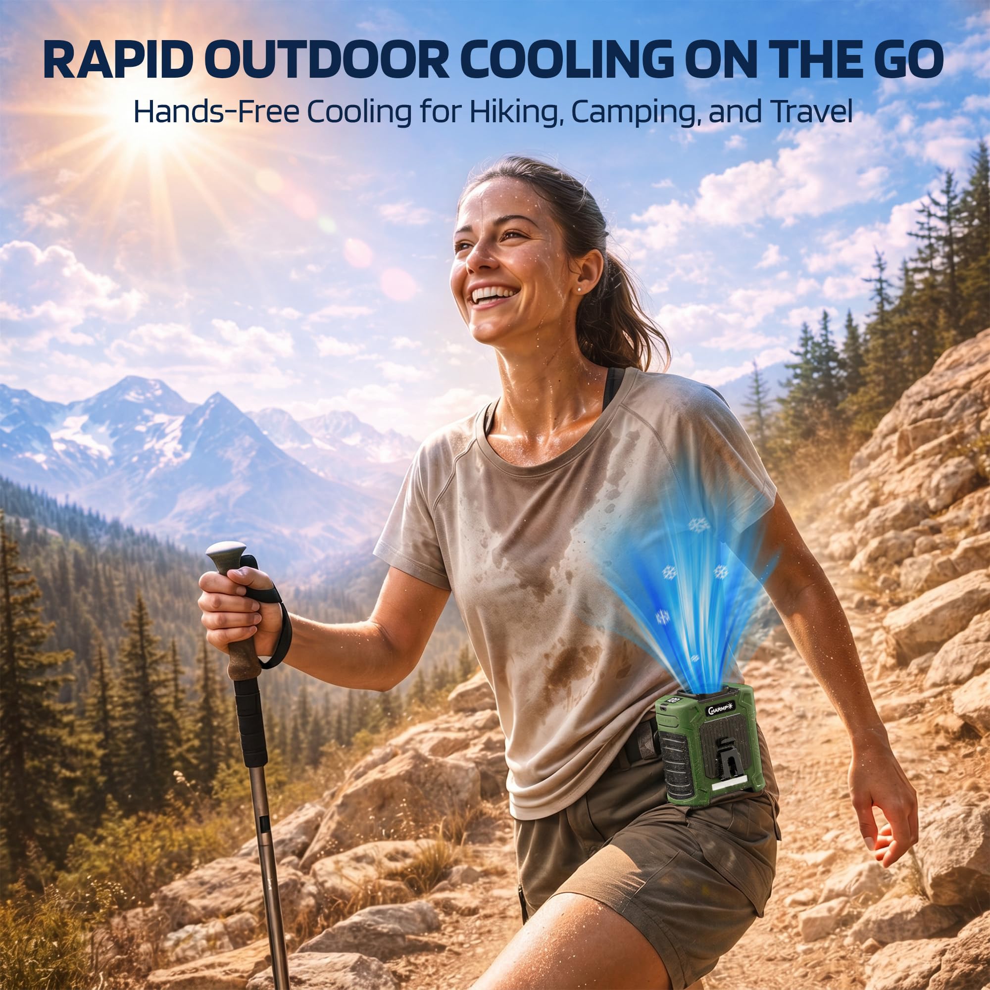 CHARMP waist fan LED SOS light: emergency visibility for outdoors