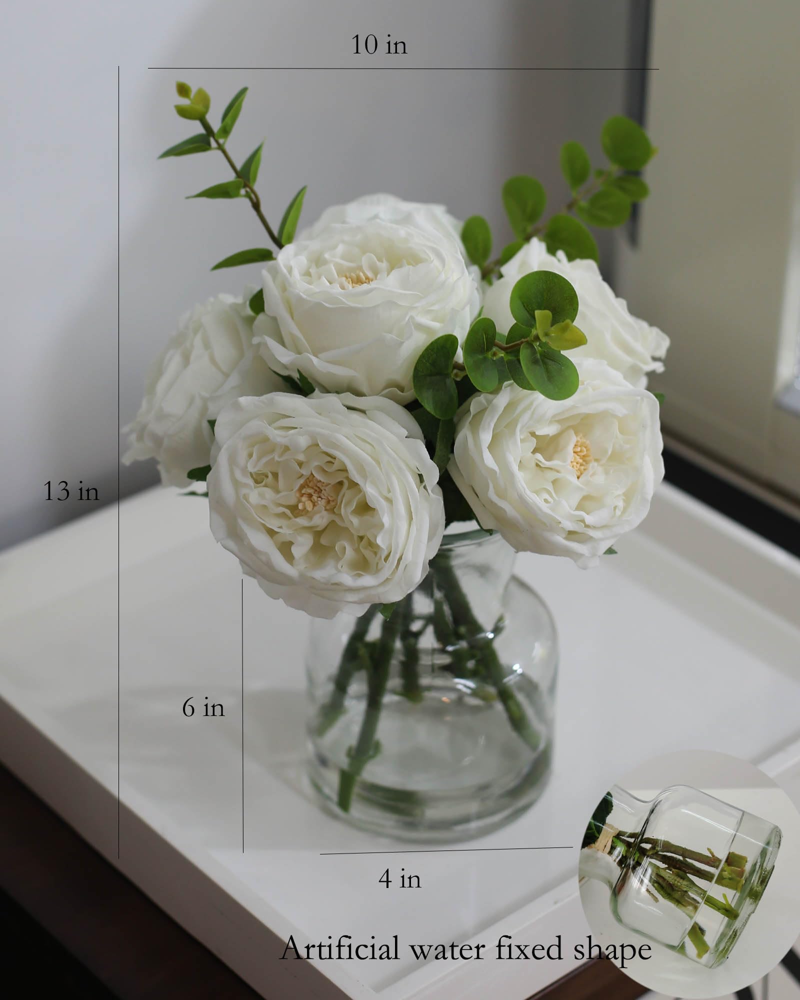 CHASMILE dining table centerpiece featuring lifelike roses creates romantic ambiance.
