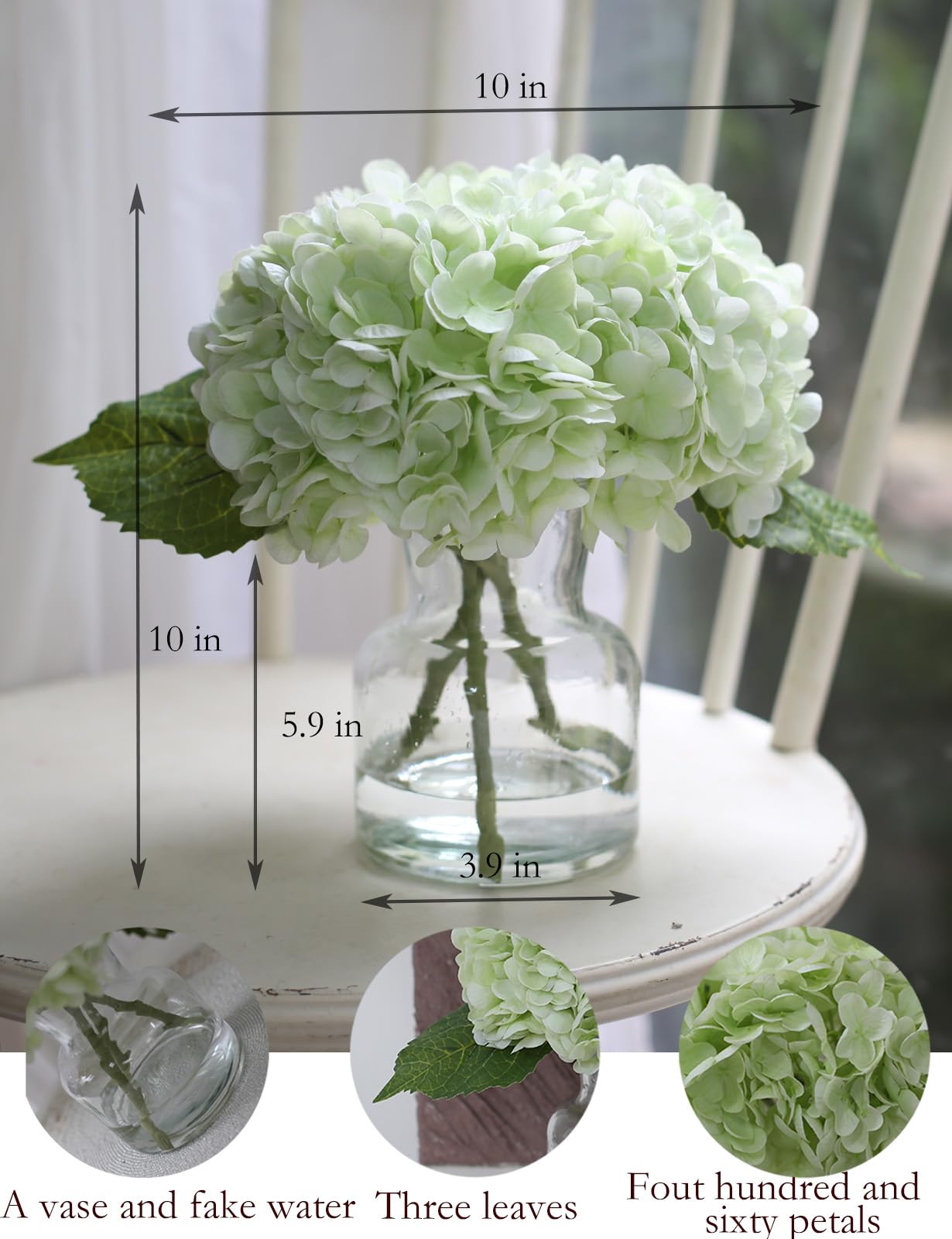 CHASMILE lifelike hydrangea flowers in vase offer maintenance-free elegance.
