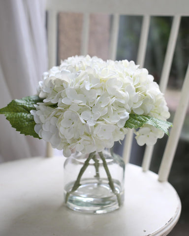 CHASMILE real touch white hydrangea in vase with lifelike petals for elegant home décor.