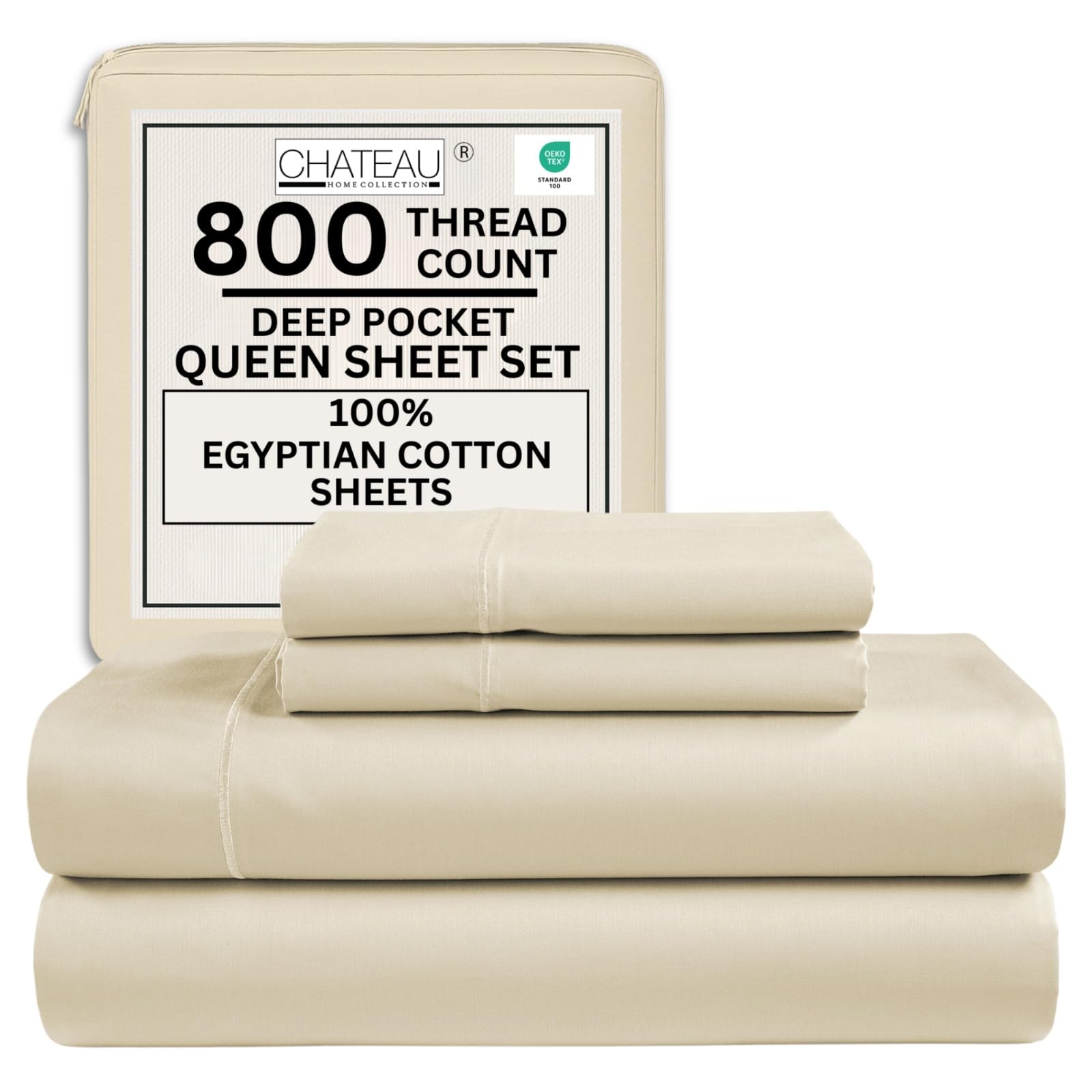 CHATEAU HOME COLLECTION 800TC queen flat sheet with silky softness and durable weave.