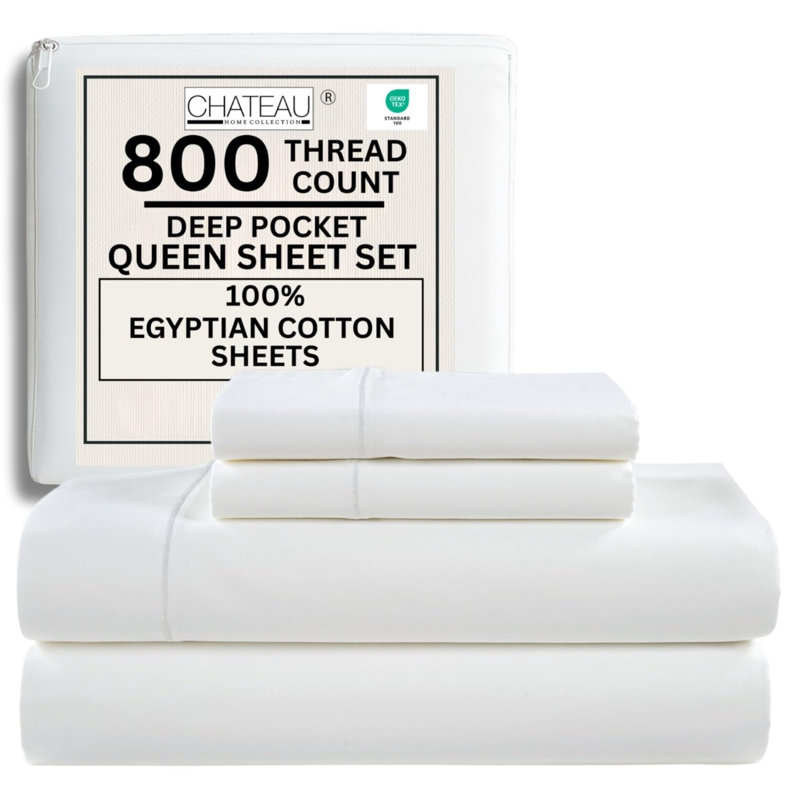CHATEAU HOME COLLECTION queen flat sheet with silky cotton texture and hotel-grade softness.