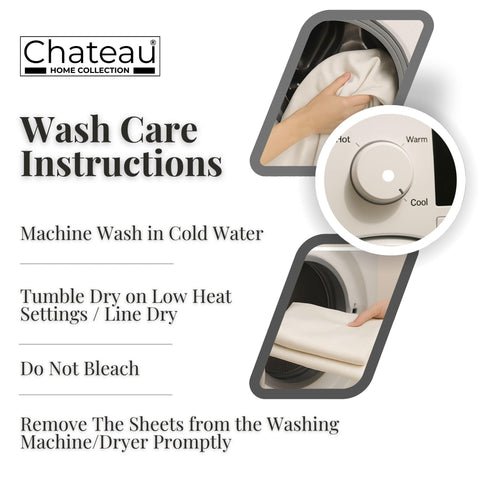 CHATEAU HOME COLLECTION easy-care fabric designed for machine washing and longevity.