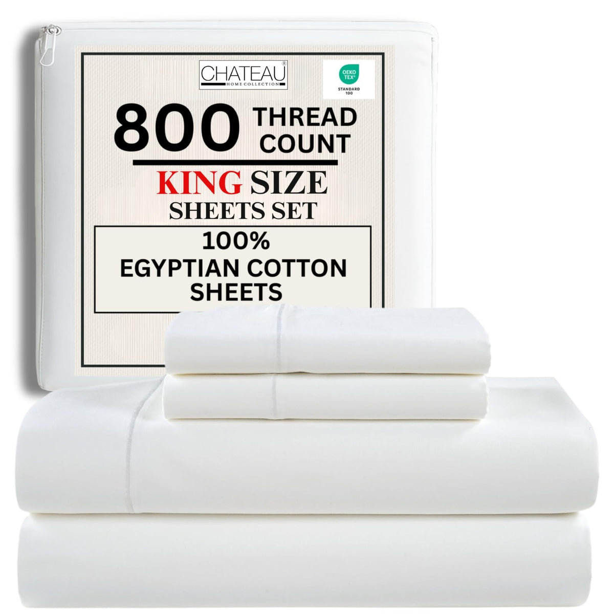 CHATEAU HOME COLLECTION king sheets set: Egyptian cotton, hotel-grade softness and durable luxury.