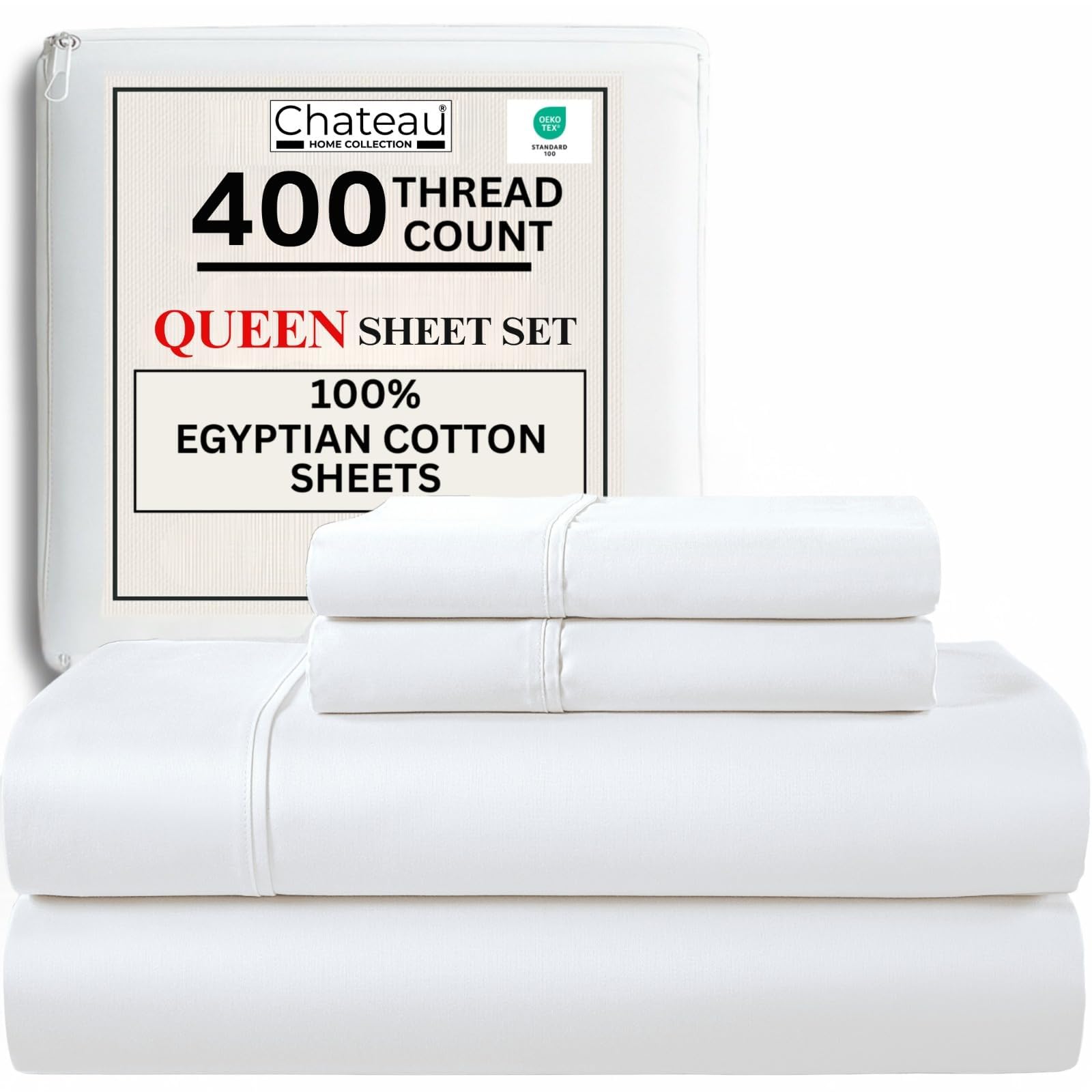 CHATEAU Home Collection queen flat sheet 92x104 for breathable, soft comfort.