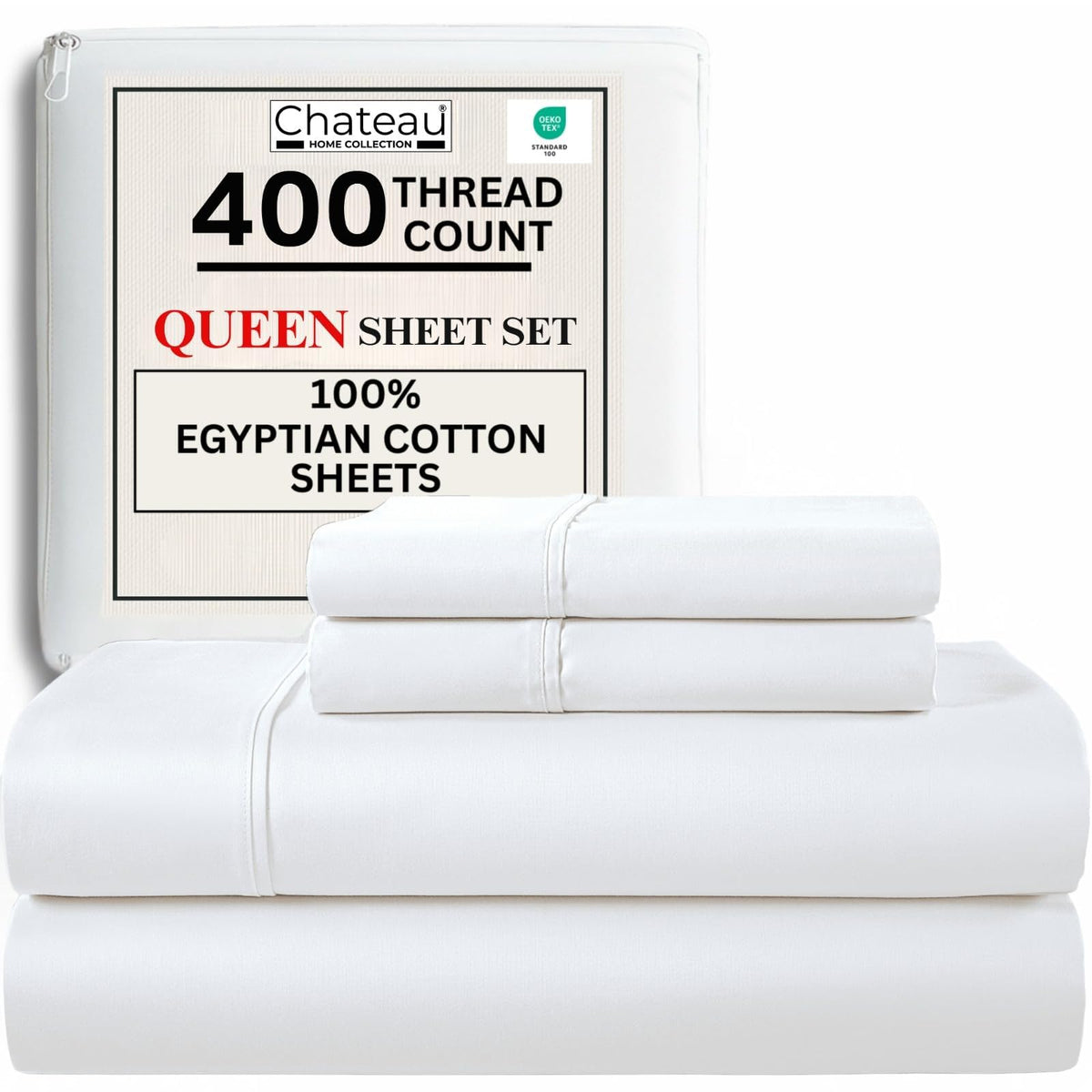 CHATEAU Home Collection queen flat sheet 92x104 for breathable, soft comfort.