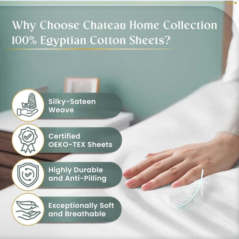 Sateen weave texture highlights luxury and breathable comfort for nightly use.