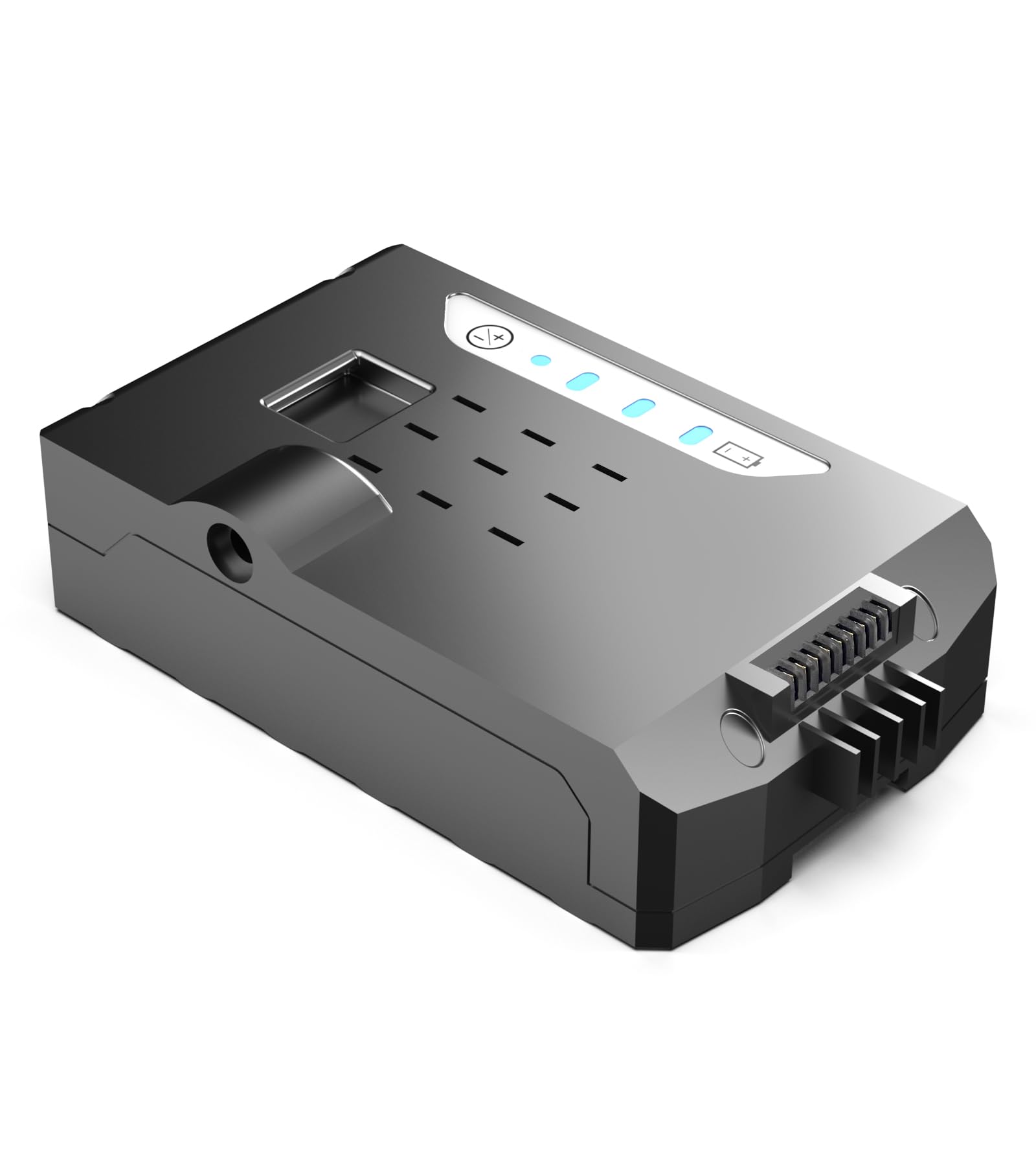 CHEBIO A16 battery closeup, highlighting easy replacement and dependable performance.