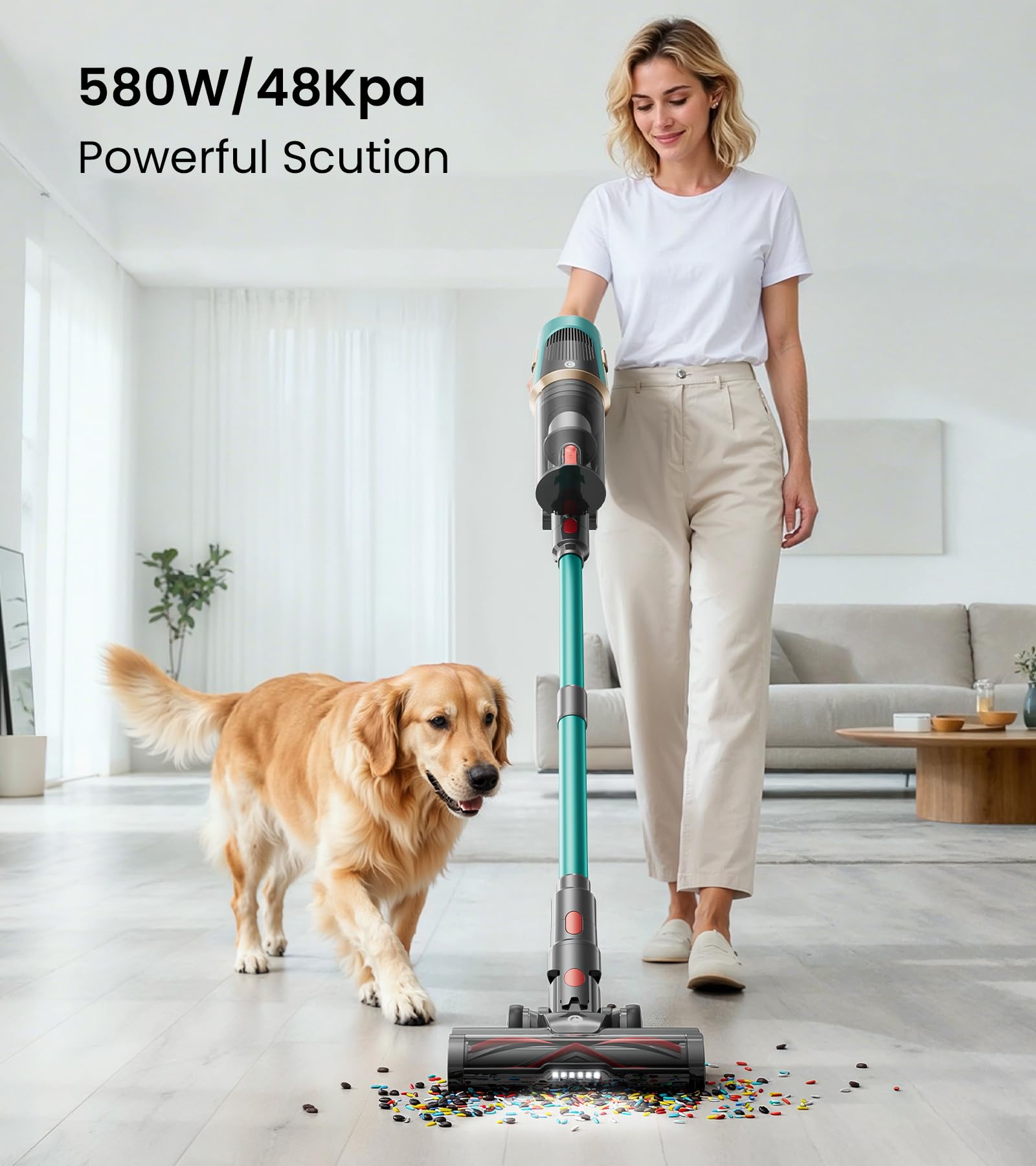 CHEBIO anti-tangle roller captures pet hair quickly for faster cleaning.