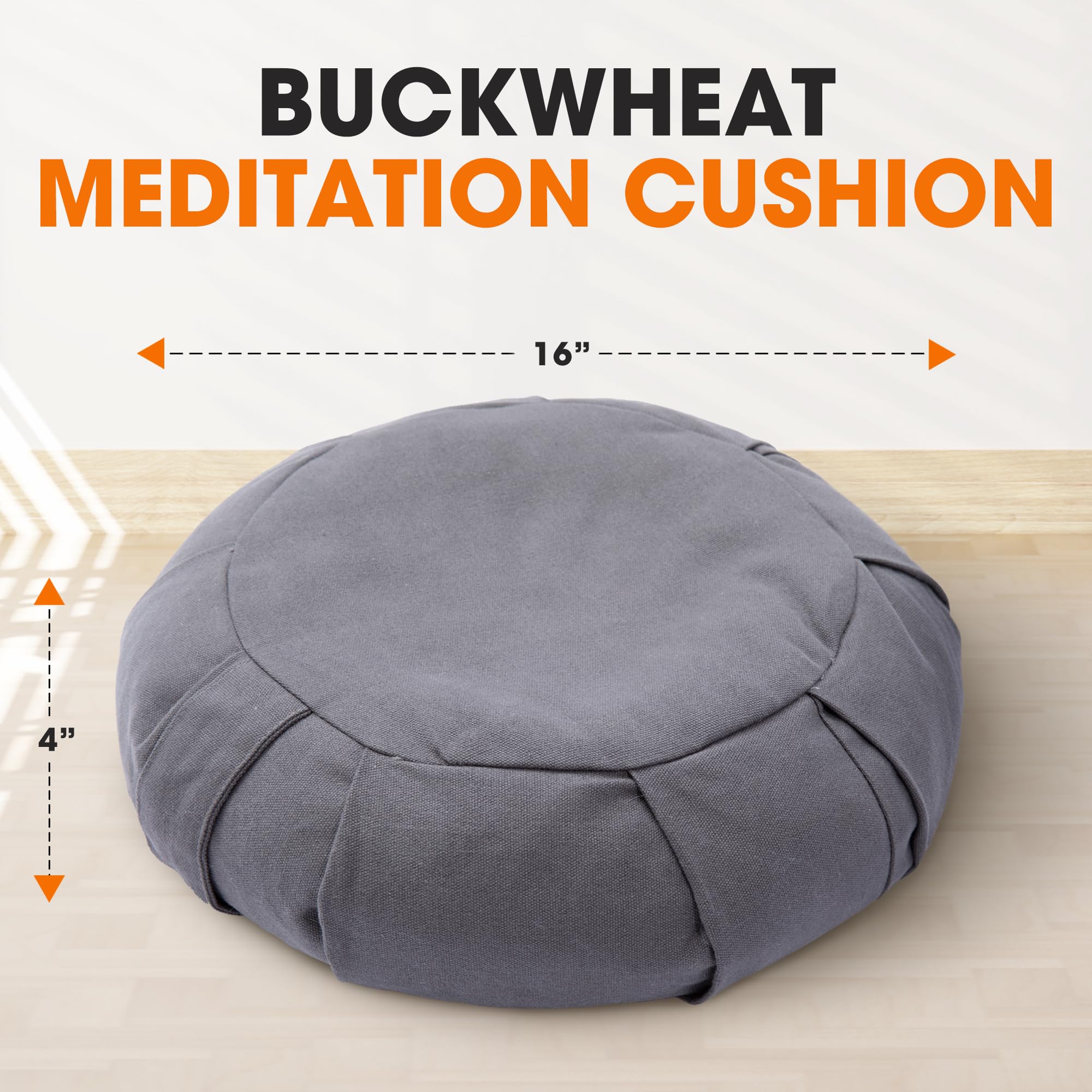Portable Cheer Collection meditation cushion with carry handle for travel and studios.