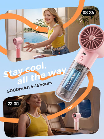 CHEERAIR fan 5000mAh battery for long-lasting cooling.