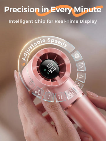 CHEERAIR Handheld Fan smart LED display shows remaining runtime.