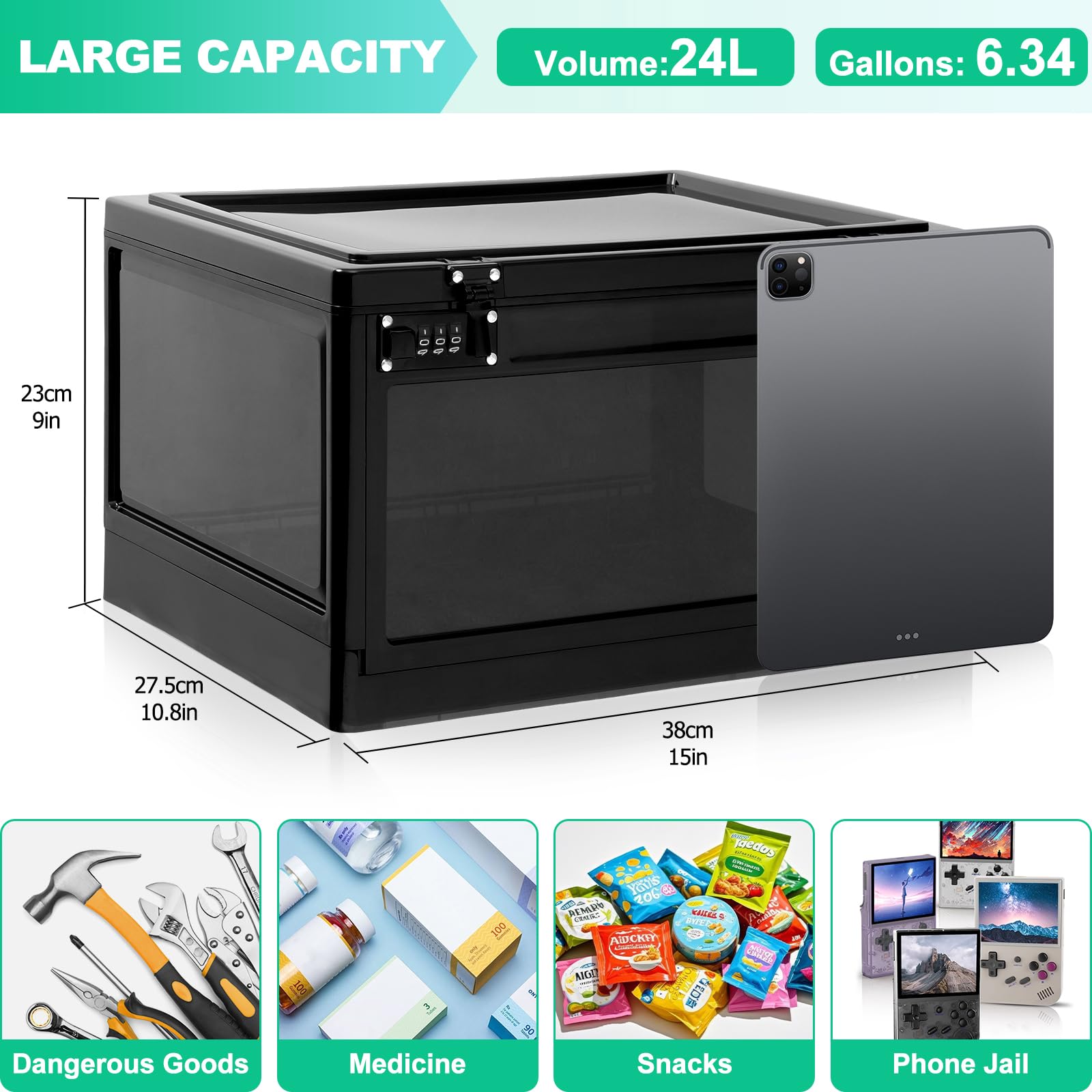 ChefEggukk lock box dimensions 15x10x9 inches reveal spacious interior