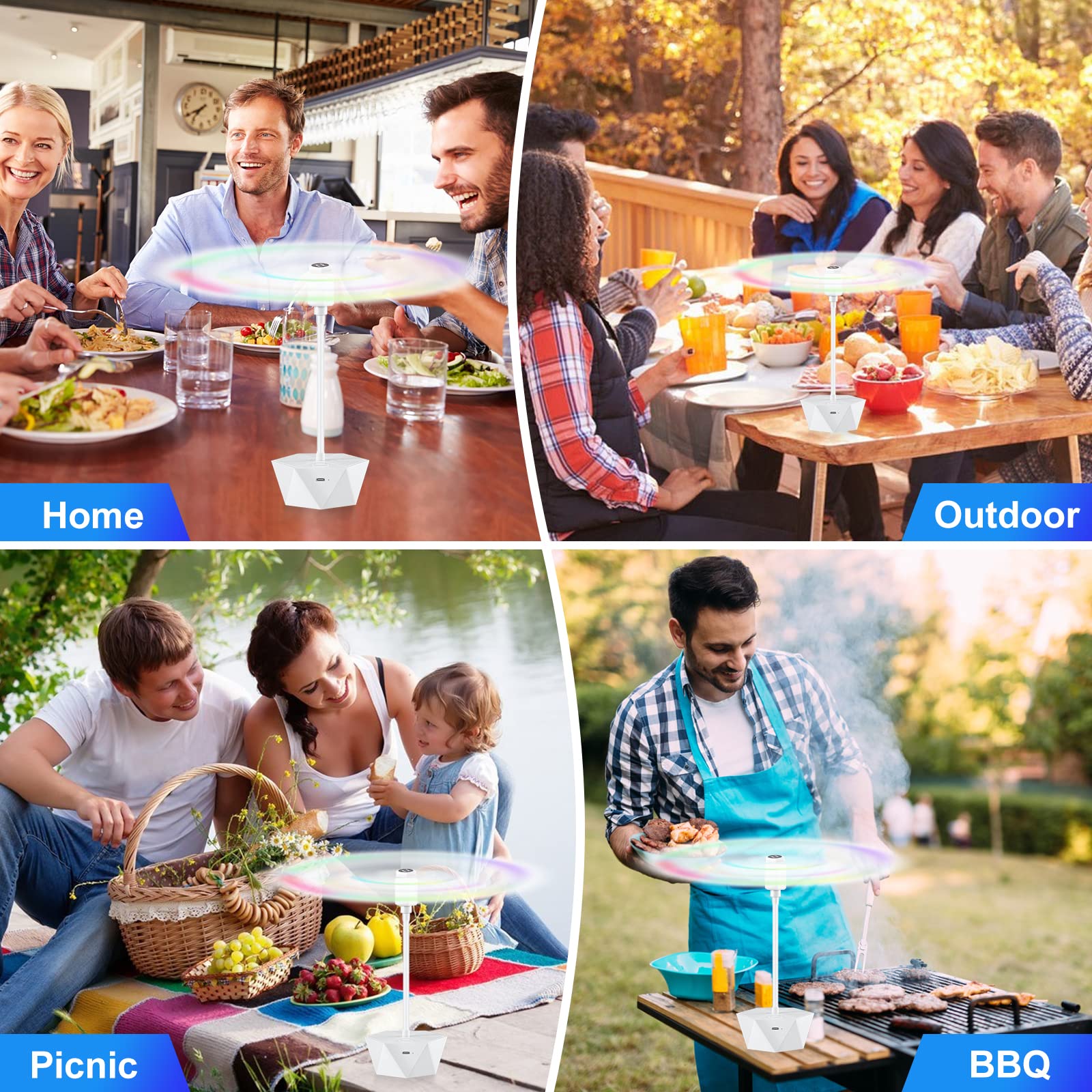 Chemotex Fly Fan portable for indoor and outdoor dining.