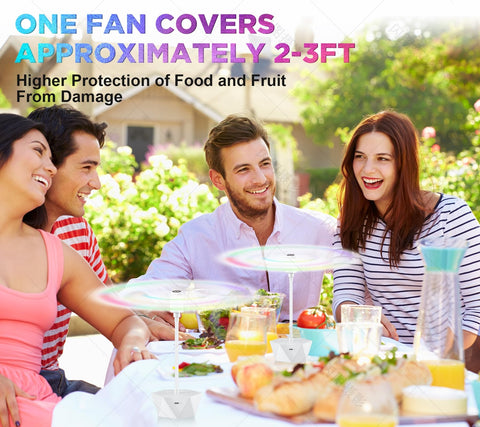 Chemotex Fly Fan operates quietly with 360-degree table protection.
