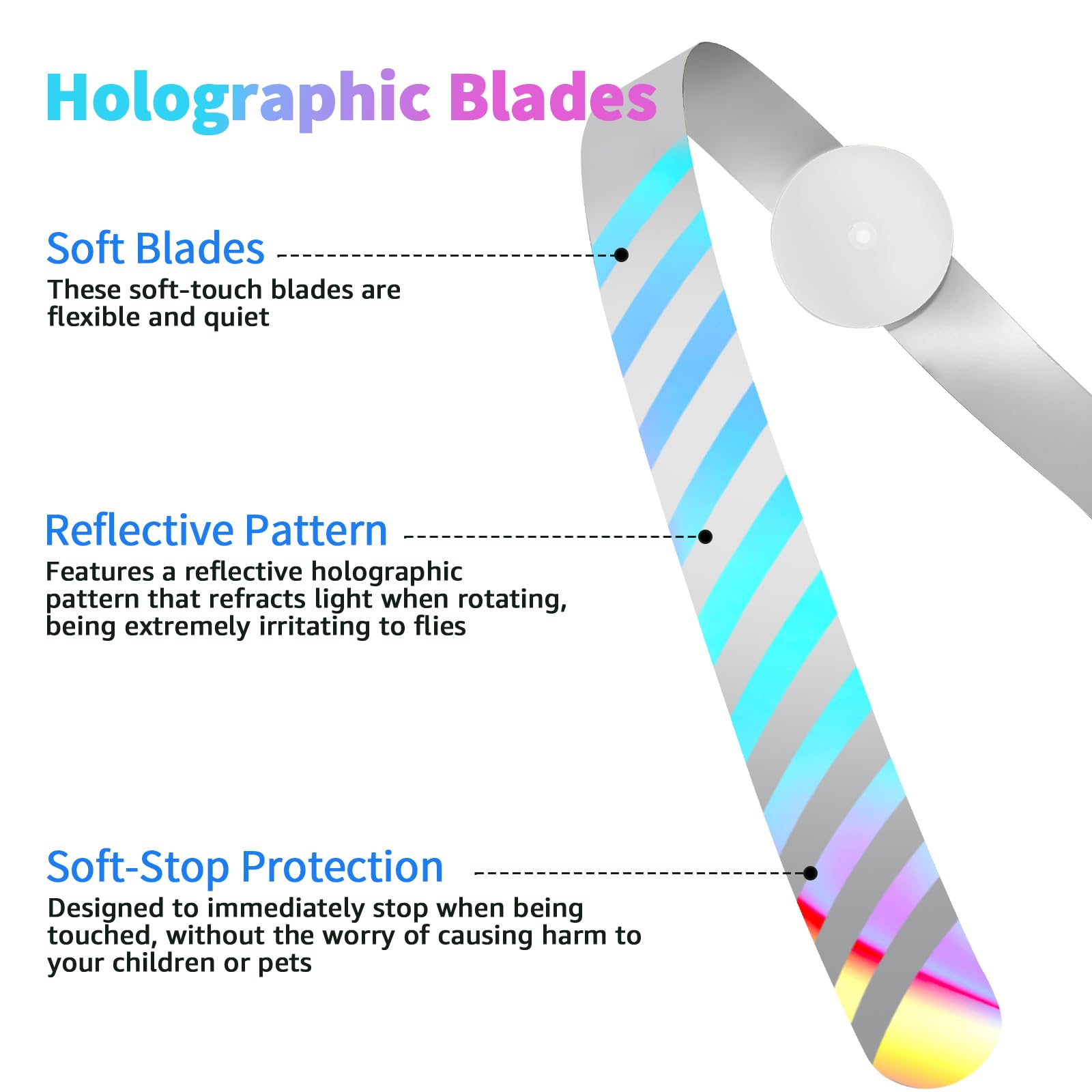 Chemotex Fly Fan soft-stop blades ensure safe operation around kids.