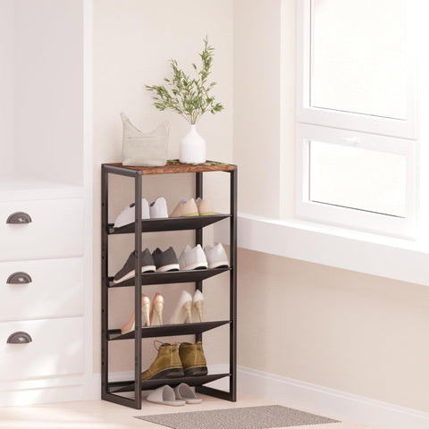 CHEMPFR Narrow 5-Tier Shoe Rack in entryway demonstrates space-saving utility.
