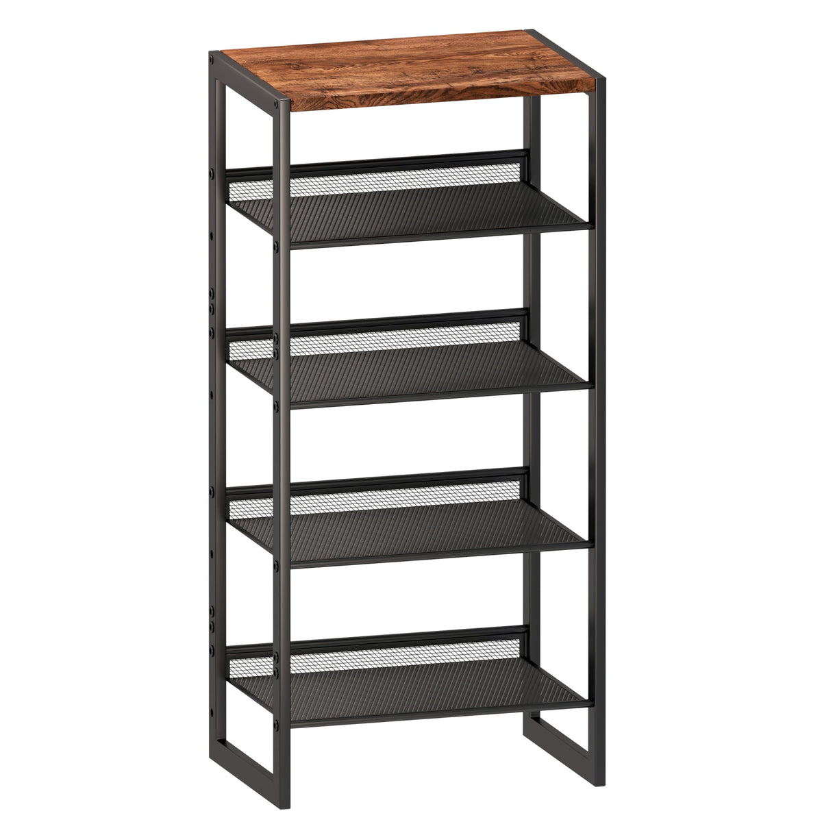 CHEMPFR Narrow 5-Tier Shoe Rack with wood top adds stylish, compact entryway storage.