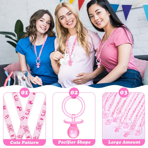 CHENGU pacifier necklaces bulk display showing 100 pieces for events.