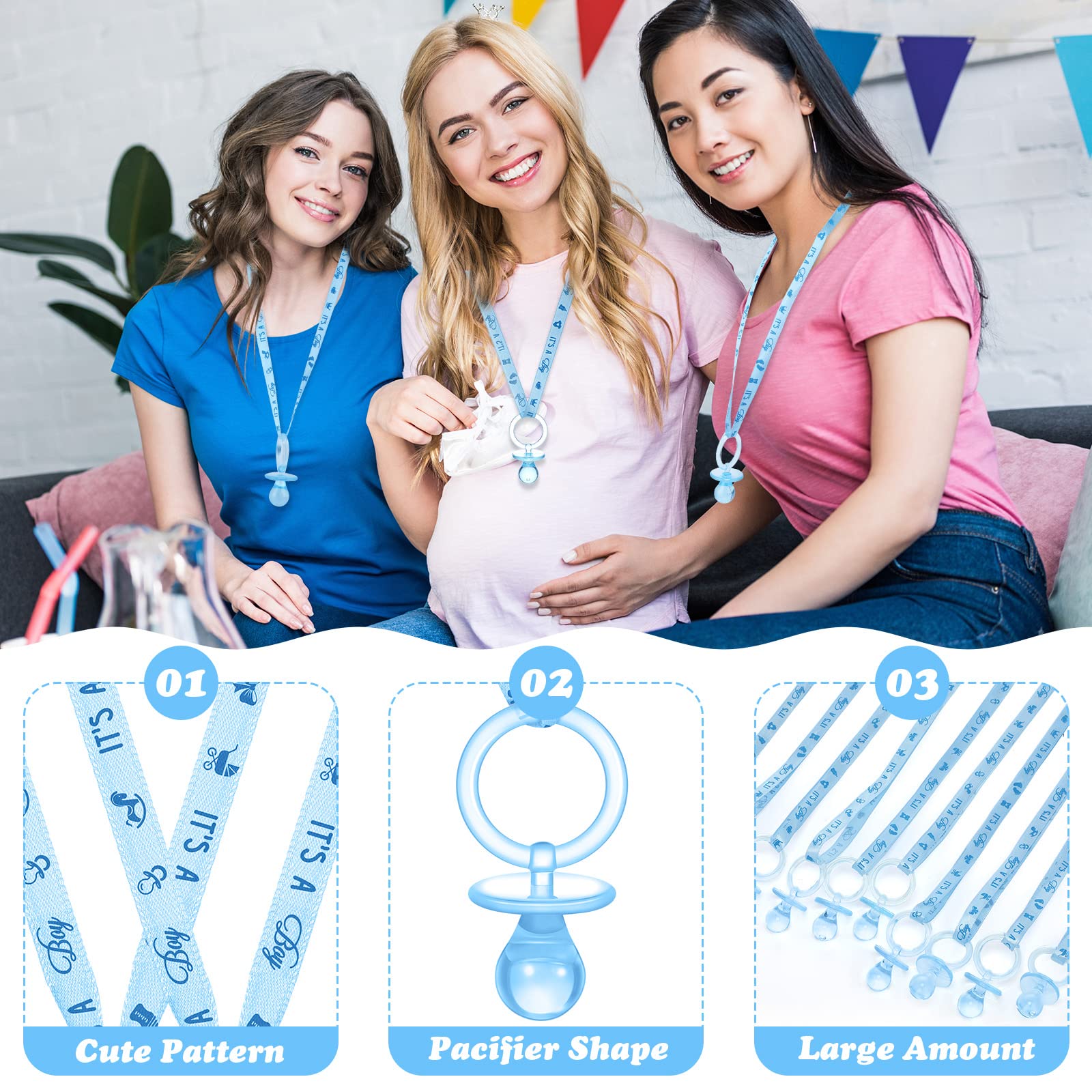 CHENGU pink acrylic pacifier necklace close-up shows smooth, lightweight finish.