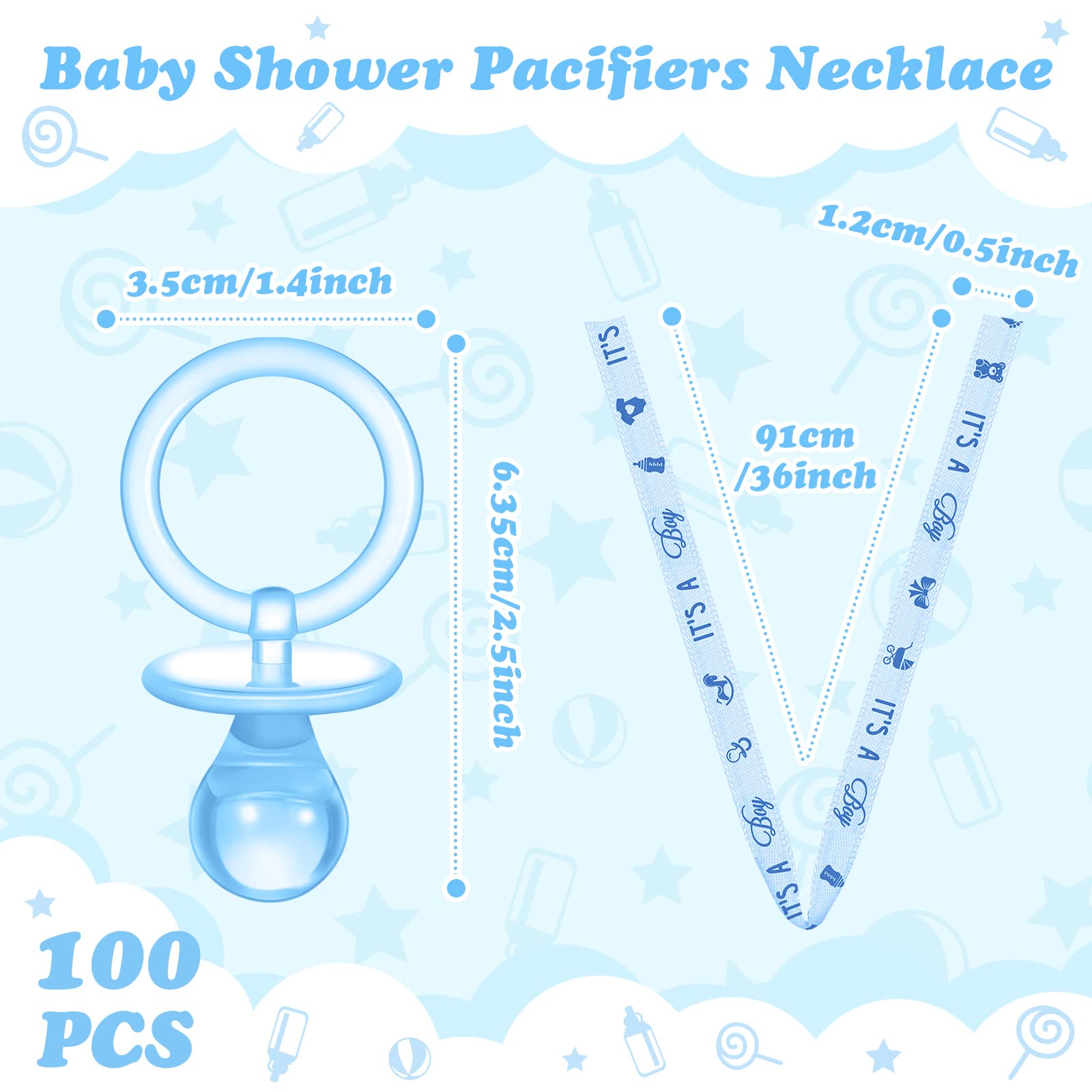 CHENGU pink acrylic pacifier necklace pendant detail with 2.5-inch centerpiece.