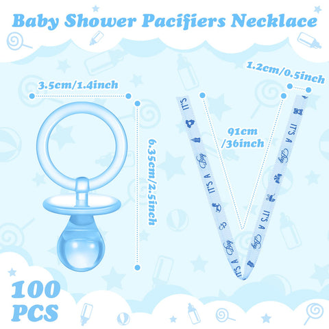 CHENGU pink acrylic pacifier necklace pendant detail with 2.5-inch centerpiece.