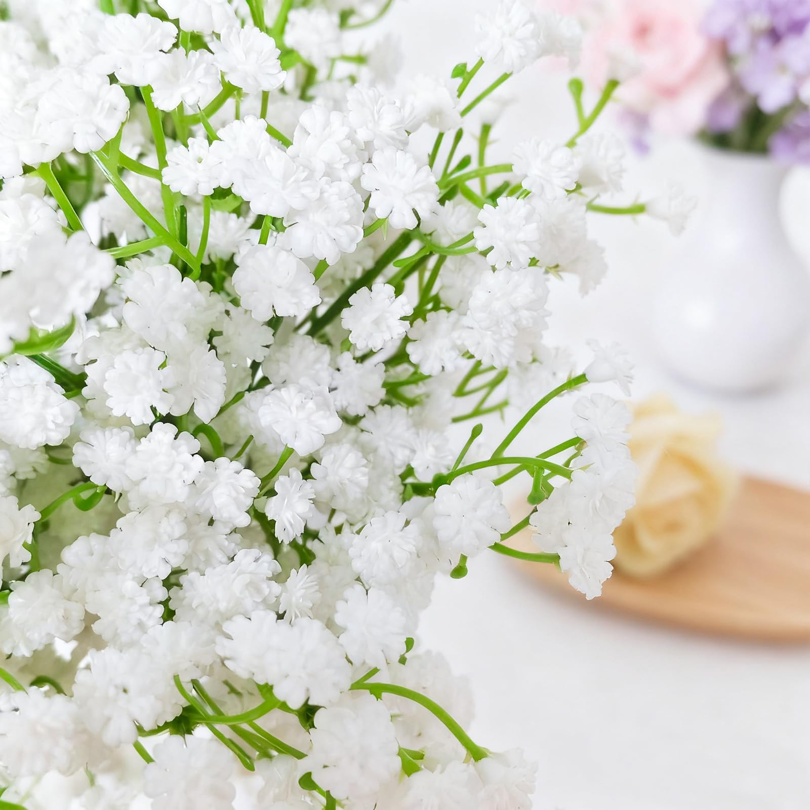 Cherica 40 pcs real touch baby's breath centerpieces without maintenance