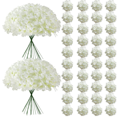 Cherica 65-piece white hydrangea heads for versatile arrangements.