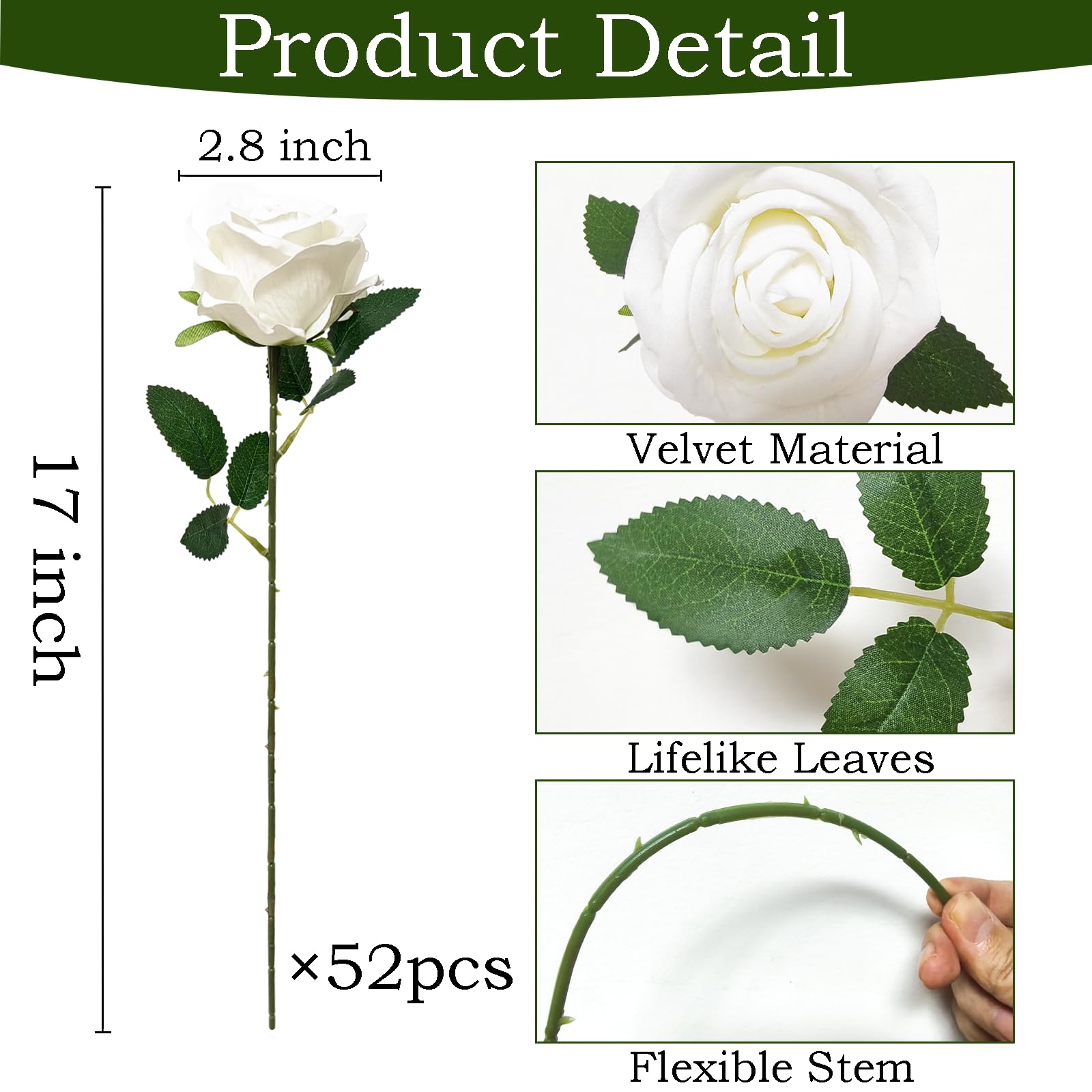 Cherica durable faux silk leaves and stems for long-lasting displays.