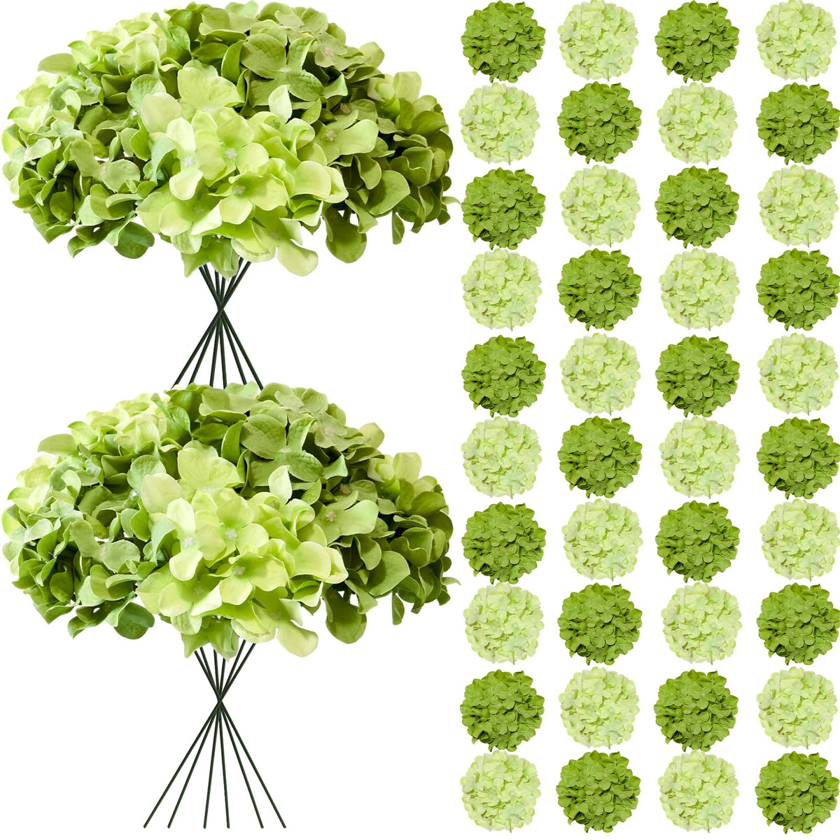 Cherica hydrangea artificial flowers heads with stems for bulk décor and easy centerpieces.
