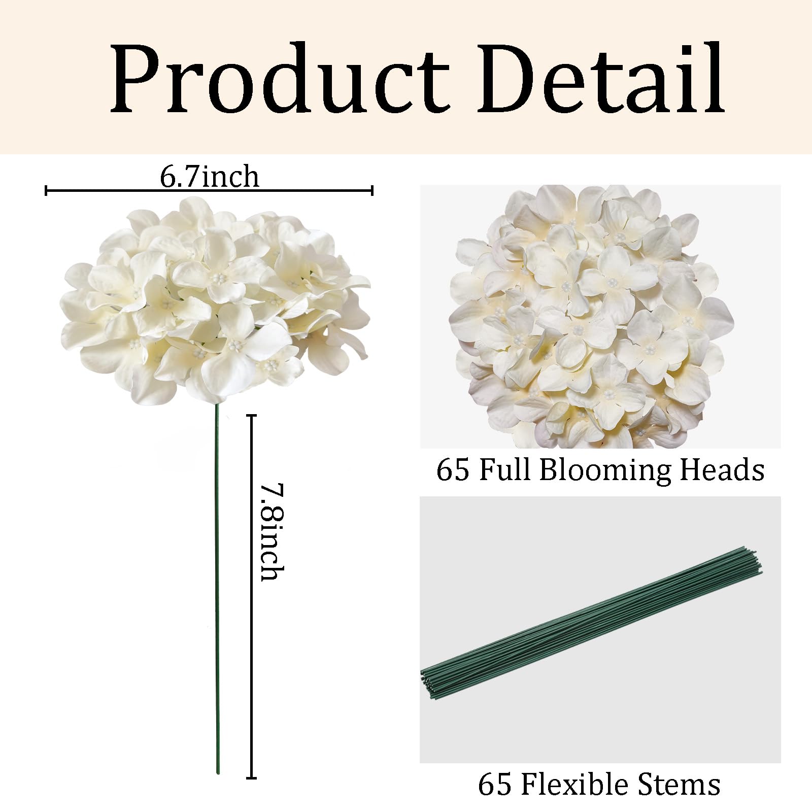 Cherica hydrangea stems with iron wire for easy bending and custom arrangements