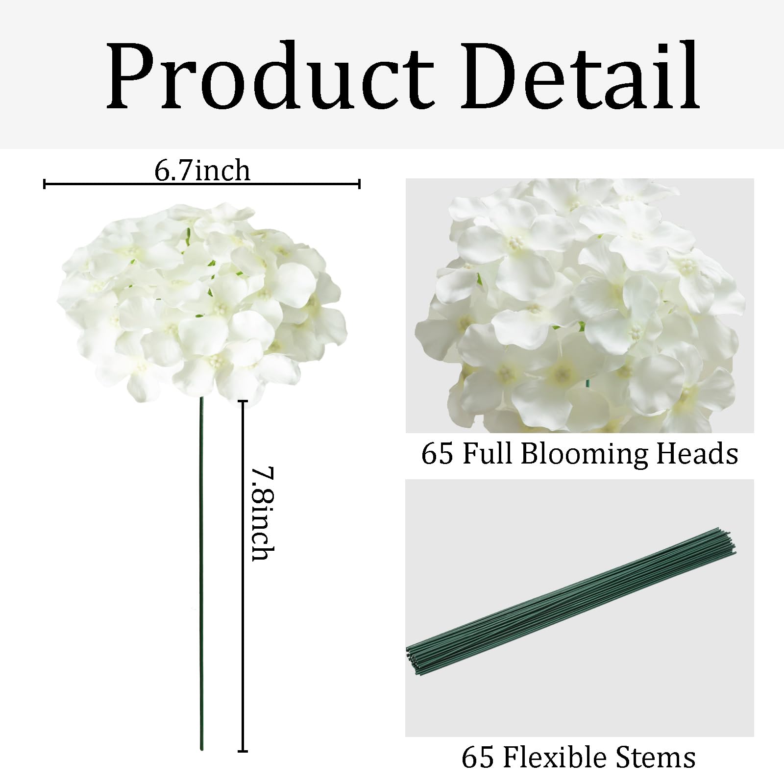 Cherica hydrangea heads, stems and adhesive for DIY projects.